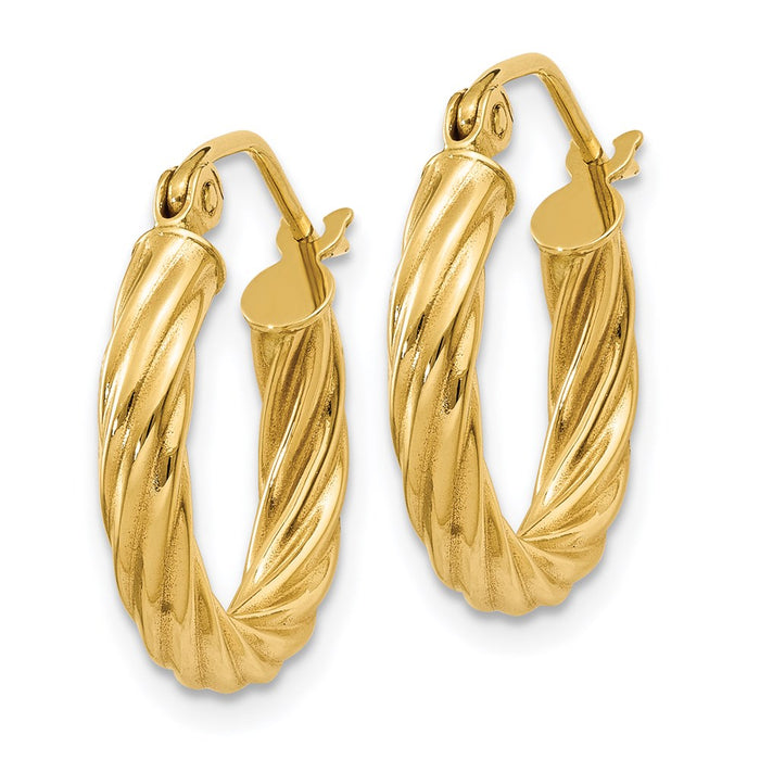 14k Polished 2.75mm Twisted Hoop Earrings