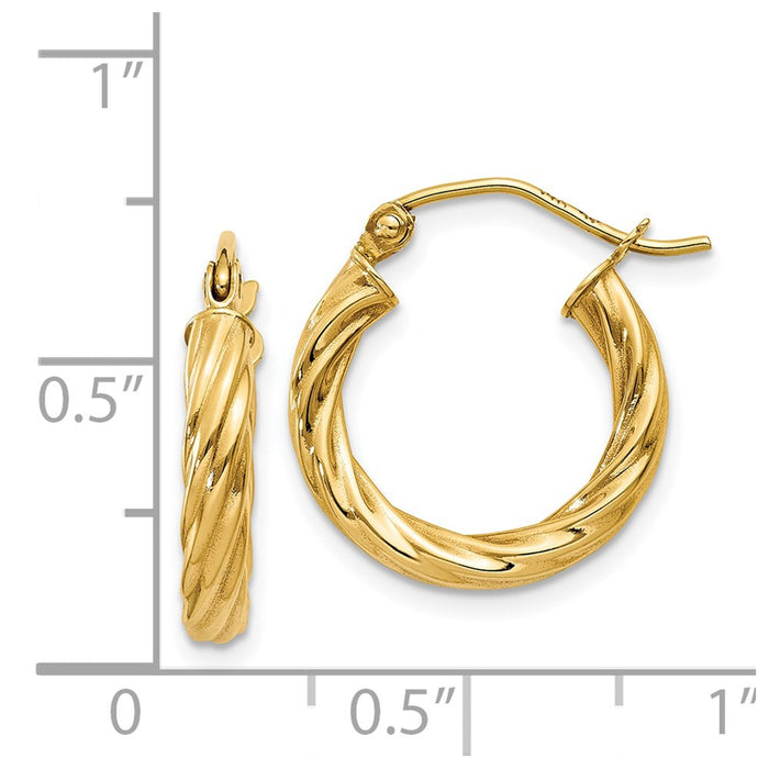 14k Polished 2.75mm Twisted Hoop Earrings