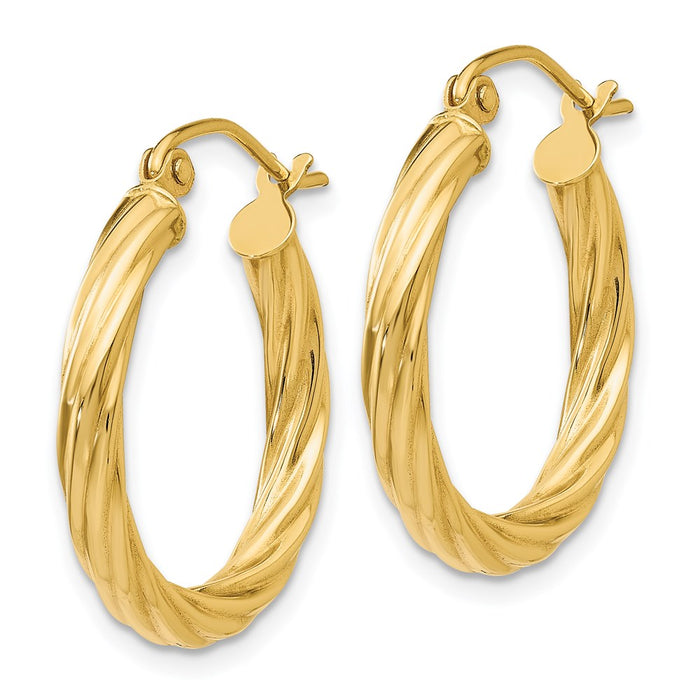 14k Polished 2.75mm Twisted Hoop Earrings