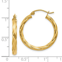 Thumbnail for 14k Polished 3.25mm Twisted Hoop Earrings