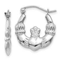 Thumbnail for 14k White Gold Claddagh Hoop Earrings