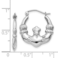 Thumbnail for 14k White Gold Claddagh Hoop Earrings