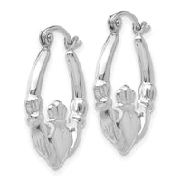 Thumbnail for 14k White Gold Claddagh Hoop Earrings
