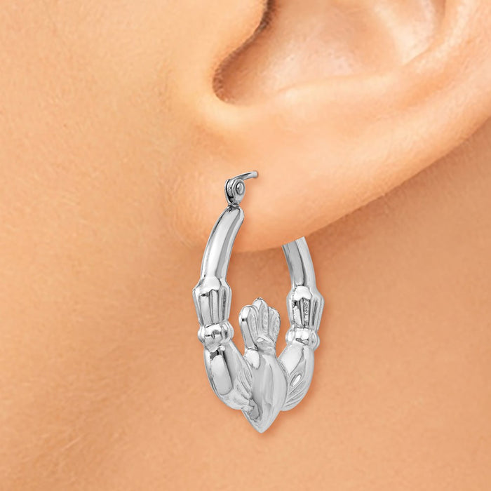 14k White Gold Claddagh Hoop Earrings