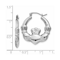 Thumbnail for 14k White Gold Claddagh Hoop Earrings
