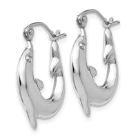 Thumbnail for 14k White Gold Polished Dolphin Hoop Earrings