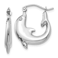 Thumbnail for 14k White Gold Polished Dolphin Hoop Earrings