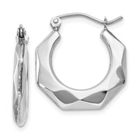 Thumbnail for 14k White Gold Faceted Hoop Earrings