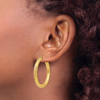 Thumbnail for 14k Diamond-cut 4mm Round Hoop Earrings