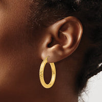 Thumbnail for 14k Diamond-cut 4mm Round Hoop Earrings