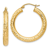 Thumbnail for 14k Diamond-cut 4mm Round Hoop Earrings