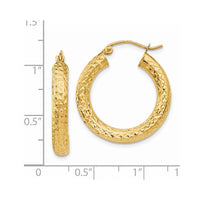 Thumbnail for 14k Diamond-cut 4mm Round Hoop Earrings
