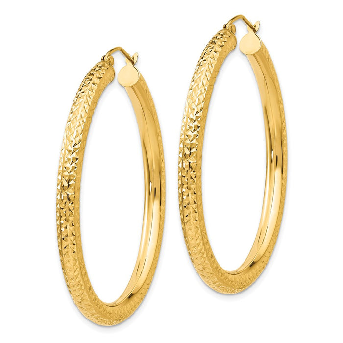 14k Diamond-cut 4mm Round Hoop Earrings