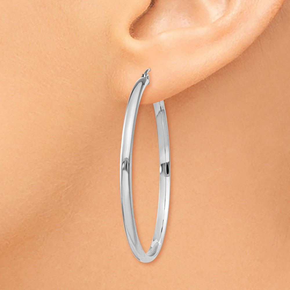 14k White Gold Polished Hoop Earring