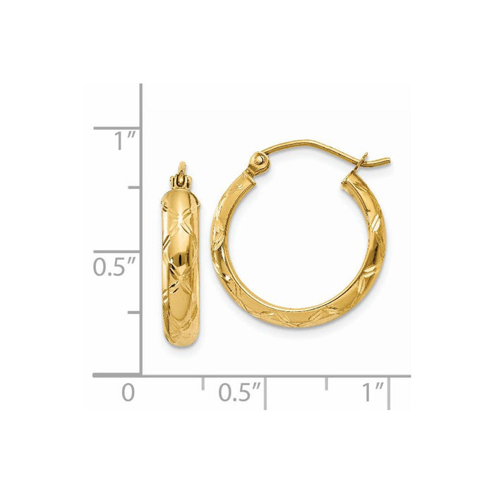 14k Diamond-cut Polished Hoop Earring