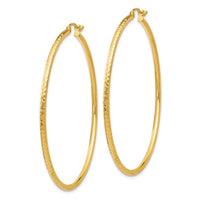 Thumbnail for 14k Diamond-cut 2mm Round Tube Hoop Earrings