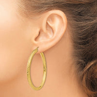 Thumbnail for 14k Diamond-cut 4mm Round Hoop Earrings