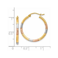 Thumbnail for 14K Tri-color 2mm Diamond-cut Earrings