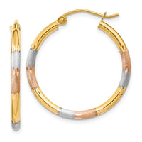 Thumbnail for 14K Tri-color 2mm Diamond-cut Earrings