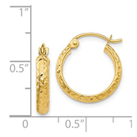 Thumbnail for 14K Diamond-cut 2.8x15mm Hollow Hoop Earrings