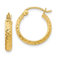 Thumbnail for 14K Diamond-cut 2.8x15mm Hollow Hoop Earrings