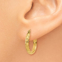 Thumbnail for 14K Diamond-cut 2.8x18mm Hollow Hoop Earrings