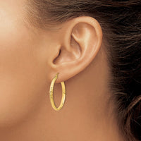 Thumbnail for 14K Diamond-cut 2.8x30mm Hollow Hoop Earrings