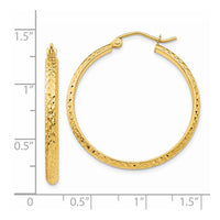 Thumbnail for 14K Diamond-cut 2.8x30mm Hollow Hoop Earrings
