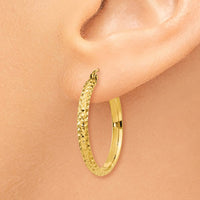 Thumbnail for 14K Diamond-cut 2.8x25mm Hollow Hoop Earrings