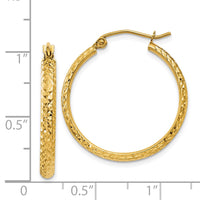 Thumbnail for 14K Diamond-cut 2.8x25mm Hollow Hoop Earrings