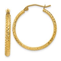 Thumbnail for 14K Diamond-cut 2.8x25mm Hollow Hoop Earrings