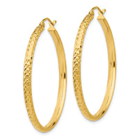 Thumbnail for 14K Diamond-cut 2.8x37mm Hollow Hoop Earrings