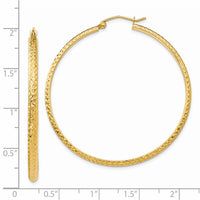 Thumbnail for 14K Diamond-cut 2.8x46mm Hollow Hoop Earrings