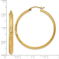 Thumbnail for 14K Diamond-cut 3.5x38mm Hollow Hoop Earrings