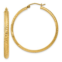 Thumbnail for 14K Diamond-cut 3.5x38mm Hollow Hoop Earrings