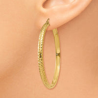 Thumbnail for 14K Diamond-cut 3.5x46mm Hollow Hoop Earrings