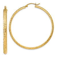 Thumbnail for 14K Diamond-cut 3.5x46mm Hollow Hoop Earrings