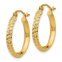 Thumbnail for 14K Knife Edge Diamond-cut 2.5x20mm Hollow Hoop Earrings