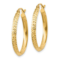 Thumbnail for 14K Knife Edge Diamond-cut 2.5x25mm Hollow Hoop Earrings