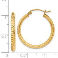 Thumbnail for 14K Knife Edge Diamond-cut 2.5x25mm Hollow Hoop Earrings