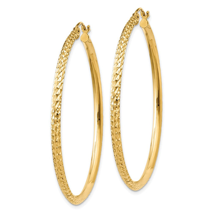 14K Knife Edge Diamond-cut Hollow Hoop Earrings