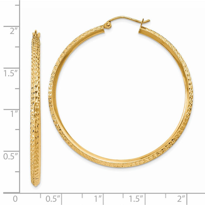 14K Knife Edge Diamond-cut Hollow Hoop Earrings