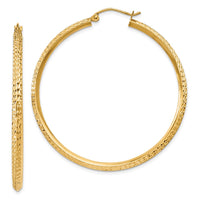 Thumbnail for 14K Knife Edge Diamond-cut Hollow Hoop Earrings