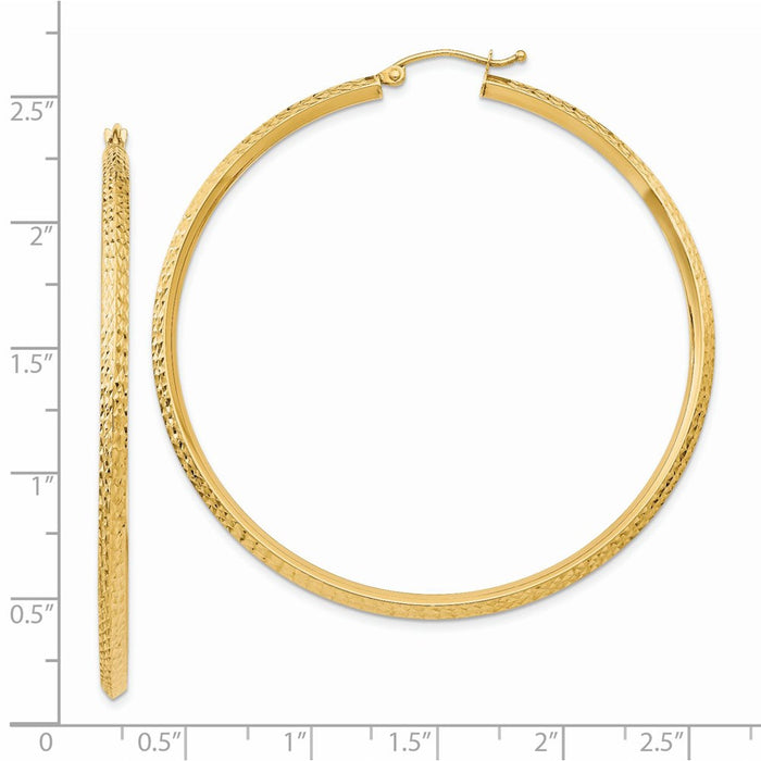 14K Knife Edge Diamond-cut Hollow Hoop Earrings