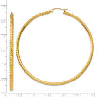 Thumbnail for 14K Knife Edge Diamond-cut Hollow Hoop Earrings