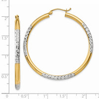 Thumbnail for 14K and Rhodium Diamond-cut 3x45mm Hoop Earrings