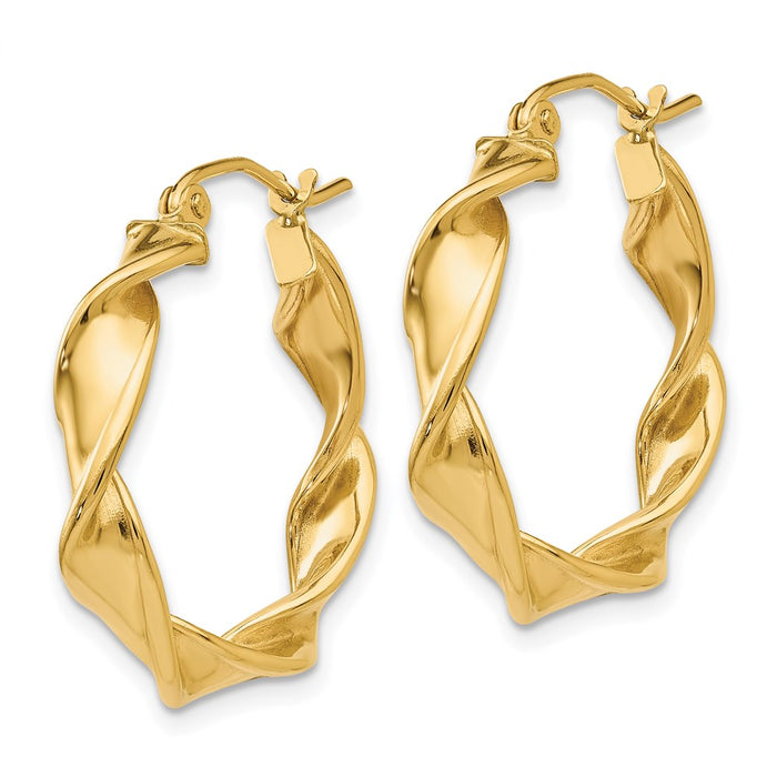 14k 4.00mm Twisted Hoop Earrings