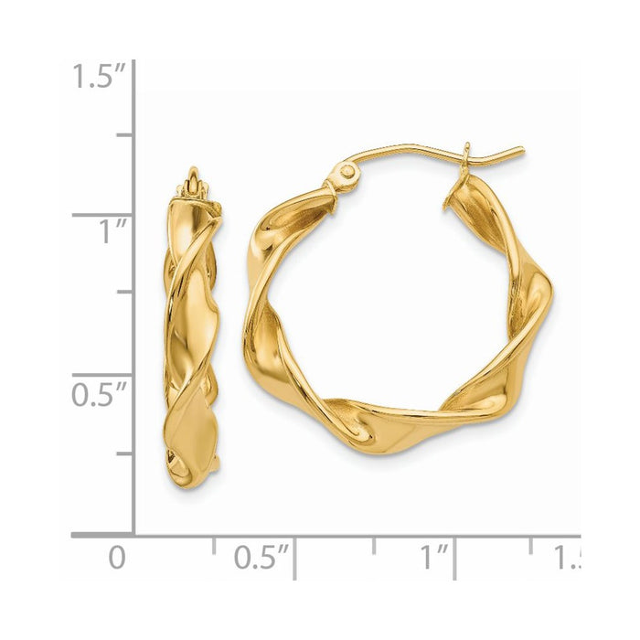 14k 4.00mm Twisted Hoop Earrings