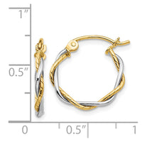 Thumbnail for 14k Two-tone Polished 1.8mm Twisted Hoop Earrings