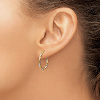 Thumbnail for 14k Two-tone Polished1.8mm Twisted Hoop Earrings